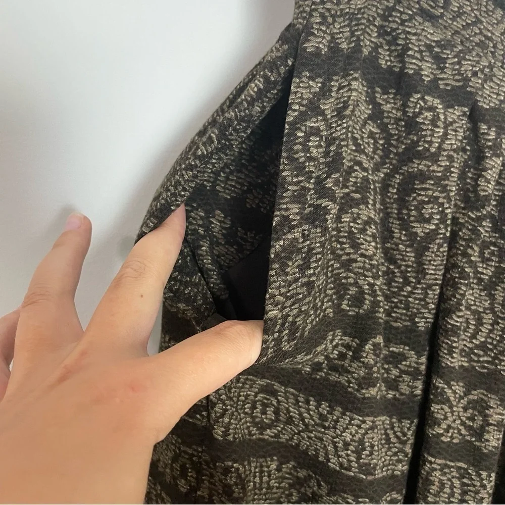 [Jones New York] Vintage 100% Rayon Brown Printed Maxi Wrap Skirt